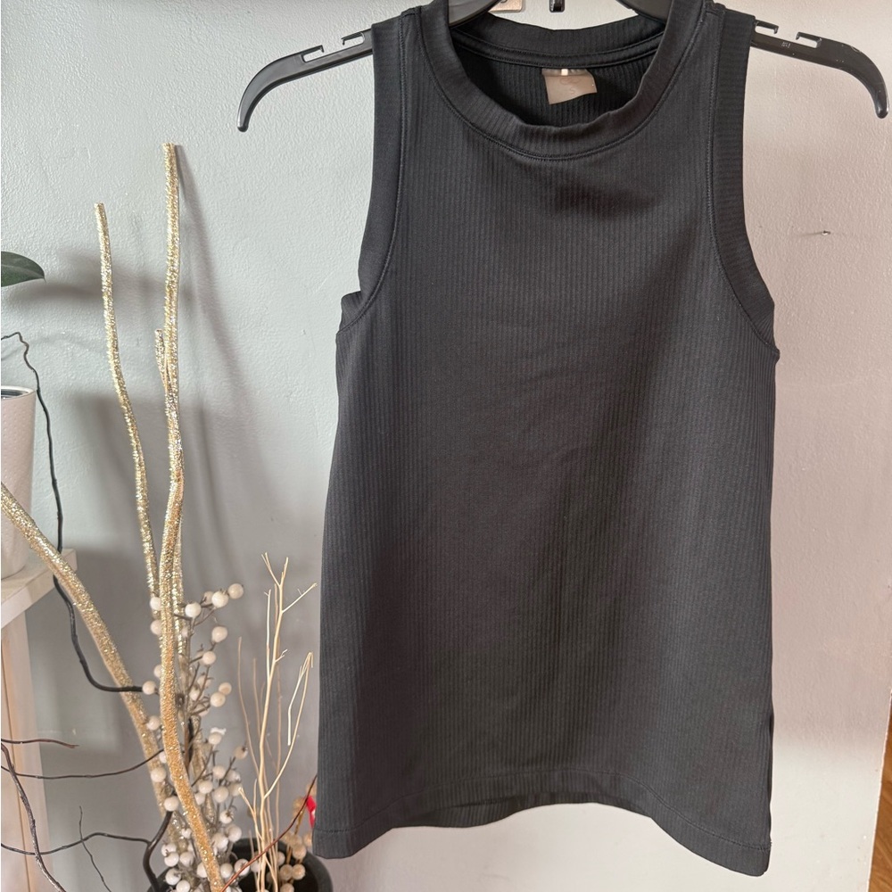 Calia Sleeveless Black Ribbed Top